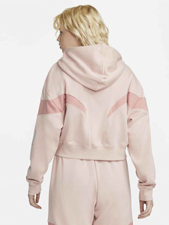 Air Скъсена Дамска Суитшърт Жакет Худи Pust Pink