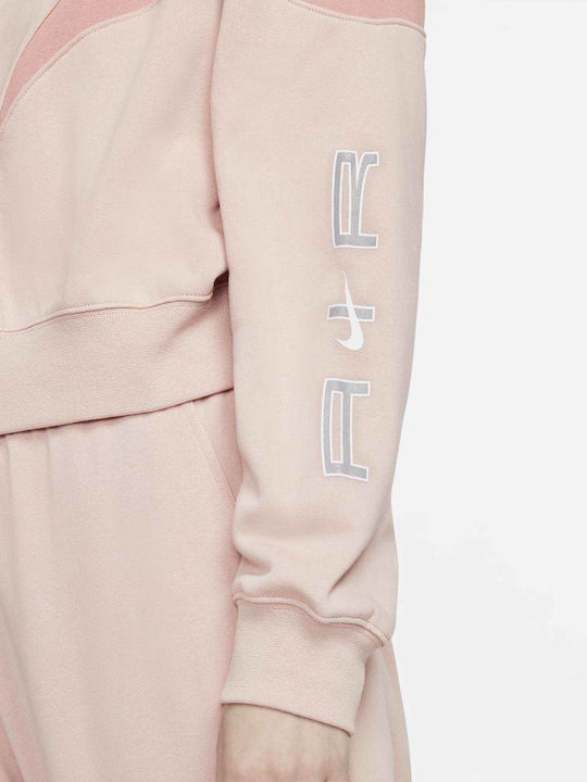 Air Скъсена Дамска Суитшърт Жакет Худи Pust Pink