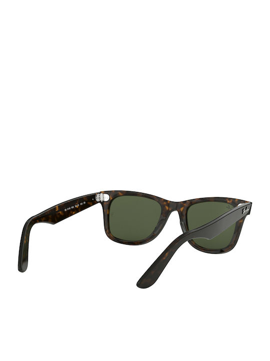 Ray Ban Wayfarer Unisex Sunglasses with Brown Tartaruga Plastic Frame and Green Lens RB2140 902
