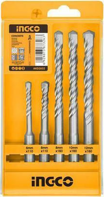 Ingco Set of 5 Drills with SDS Plus Shank for Masonry