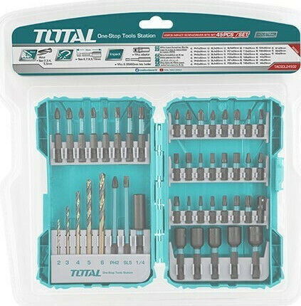 Total Satz 45 Bohrer mit Sechskantschaft für Metall
