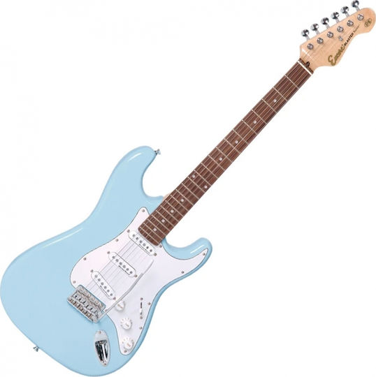 Encore E6 Pack Set Electric Guitar Stratocaster with SSS Pickup Configuration Light Blue with Case