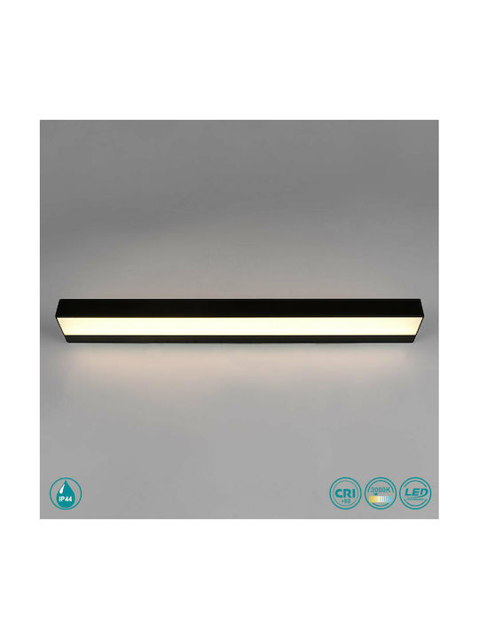 Trio Lighting Rocco Klassisch Leuchte Badezimmer mit Integrierter LED und Warmweißes Licht Schwarz 60x3.6cm