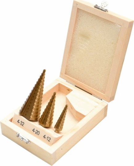 Geko Set of 3 Conical Drills HSS Titanium for Metal