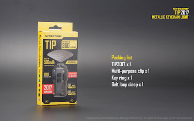 NiteCore Wiederaufladbar Schlüsselanhängerlampe LED Wasserdicht IP54 mit maximaler Helligkeit 360lm Tip 2017 Eingebettet