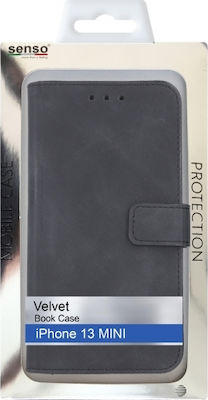 Senso Velvet Synthetic Leather Book Black (iPhone 13 mini)