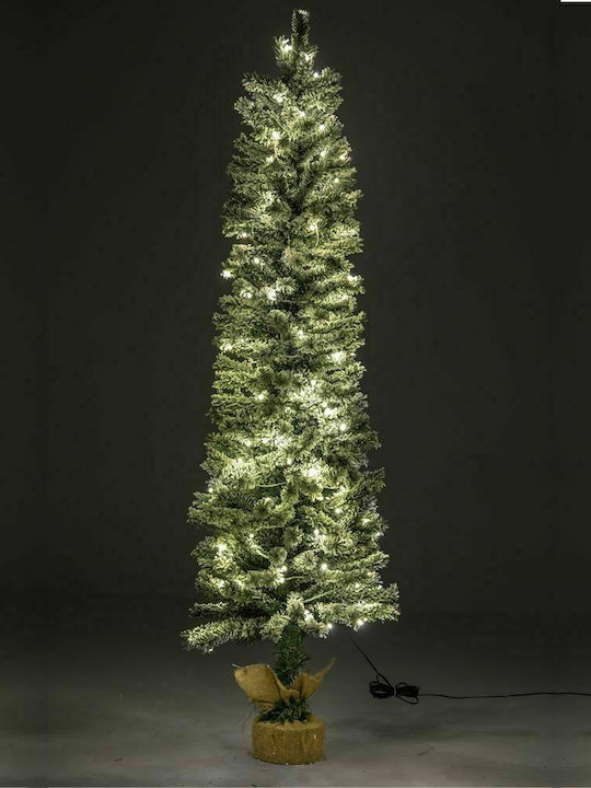 Christmas Tree Pencil Pine Slim Snowy 120cm with 188 Branches and with LED Lighting
