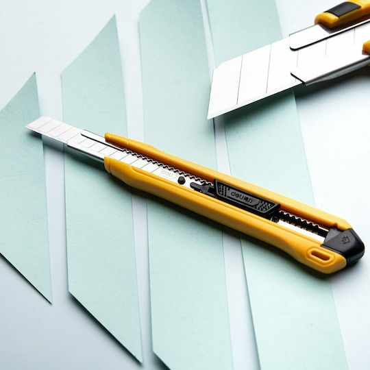 Deli Folding Knife SK4 Security with Blade Width 9mm Yellow