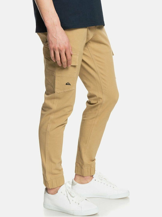 Pantaloni Elastic cu Croială Slim Bej
