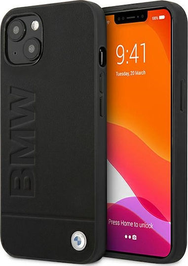 BMW Signature Logo Imprint Back Cover Δερμάτινο / Σιλικόνης Μαύρο (iPhone 13)