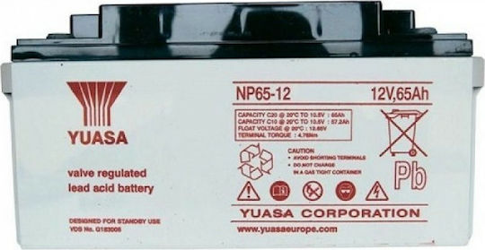 Yuasa NP65-12 Μπαταρία UPS με Χωρητικότητα 65Ah και Τάση 12V 1τμχ