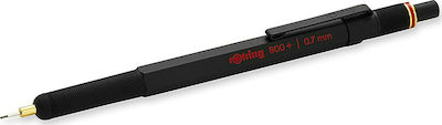 Rotring 800 Mechanischer Bleistift zum Zeichnen Metallisch 0.7mm mit Radiergummi Schwarz