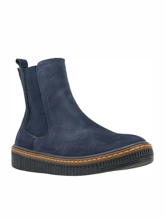 Mancose Suede Γυναικεία Chelsea Μποτάκια Navy Μπλε