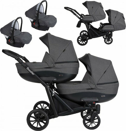 Kunert Booster 2 in 1 Adjustable Double Stroller Suitable for Newborn Dark Grey