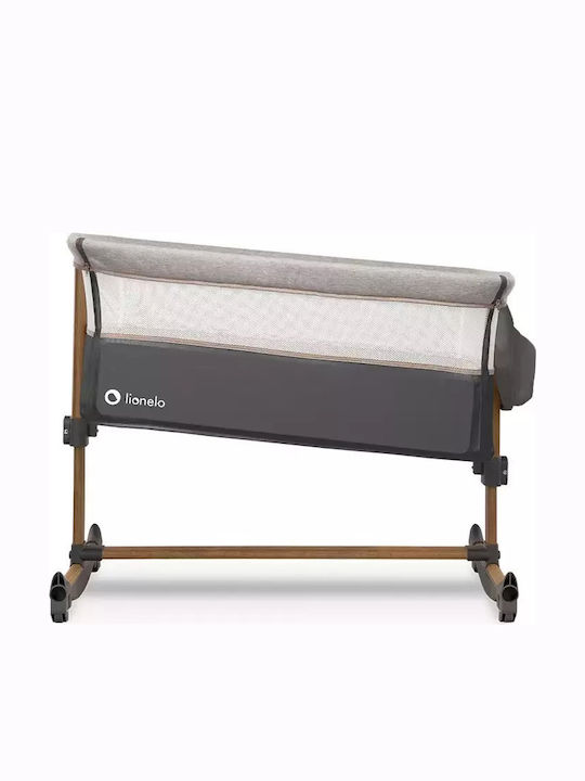Lionelo Cradle Leonie with Mattress, Side Opening, and Wheels Gray Stone