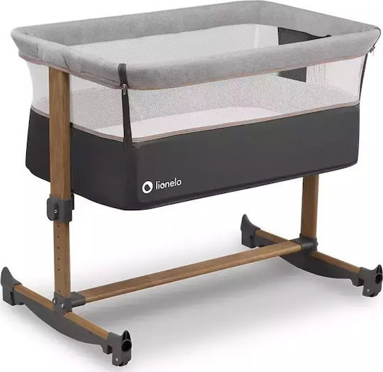 Lionelo Cradle Leonie with Mattress, Side Opening, and Wheels Gray Stone