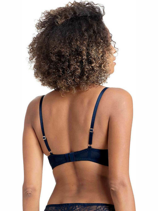 Navy Μπλε Σουτιέν Push Up με Μπανέλες