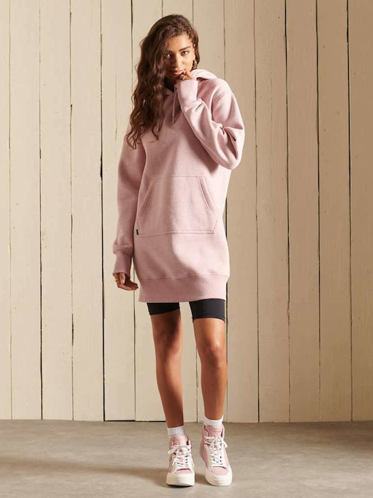 Mini Sport Dress Long Sleeve Hooded Pink