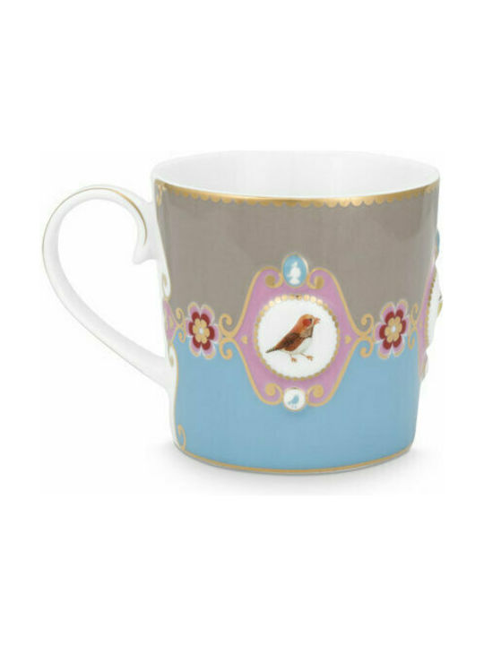 PiP Studio Love Birds Medallion Porcelain Cup Blue-Khaki 250ml