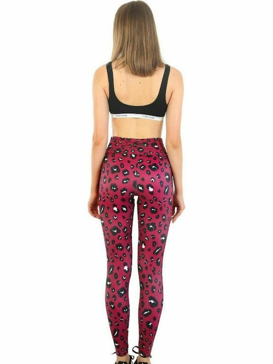 John Frank WJFLEG03 Women's Long Training Legging High Waisted Leo Dark Purple