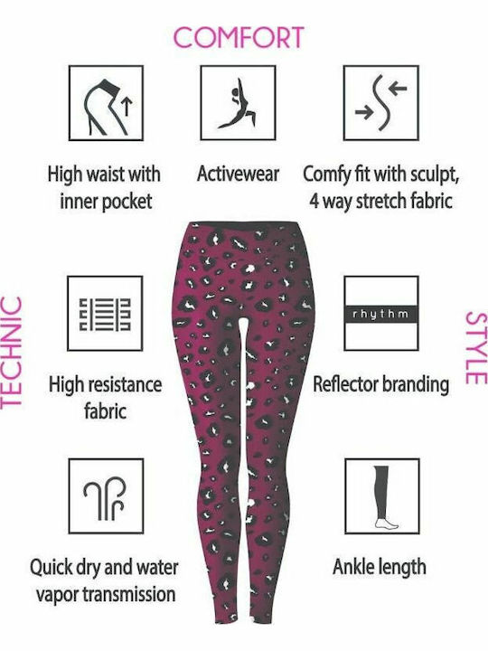 WJFLEG03 Women's Long Training Legging High Waisted Leo Dark Purple