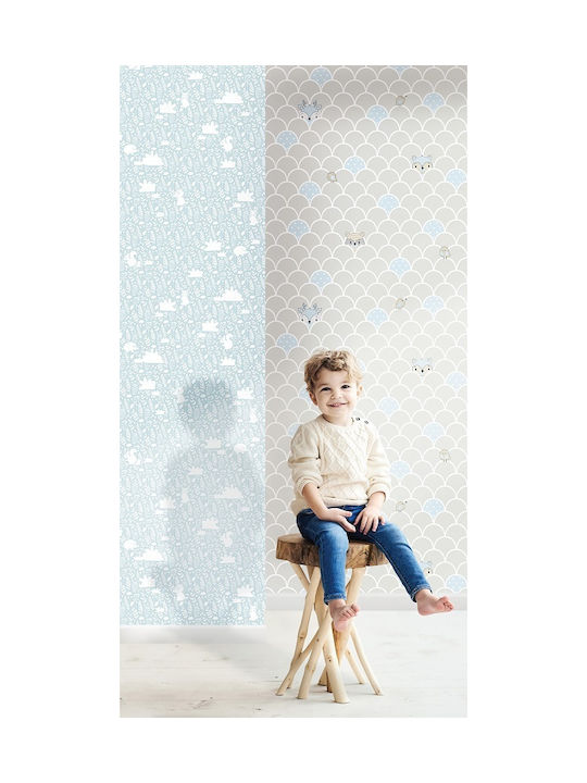 Loukianos Wallpapers Kids Fabric Wallpaper Mondo Baby Ζωάκια & Δέντρα 32 Blue L53xH1005cm