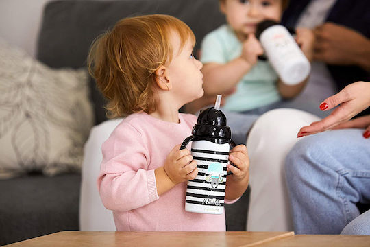 Miniland Baby Cup with Handles and Straw Magical made of Plastic Black 240ml for 24m+m+