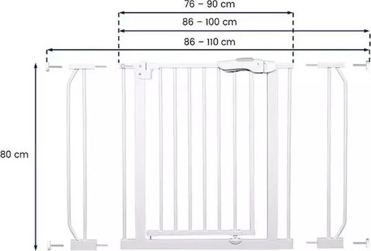 Lionelo Truus Slim Foldable Security Door Simple Placement made of Metal in Gray Color 105x78cm 1pcs