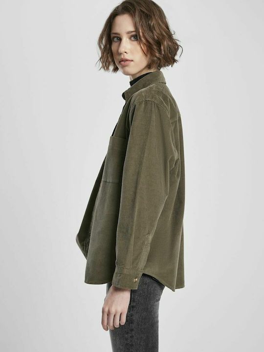 Women's Monochrome Long Sleeve Shirt Khaki