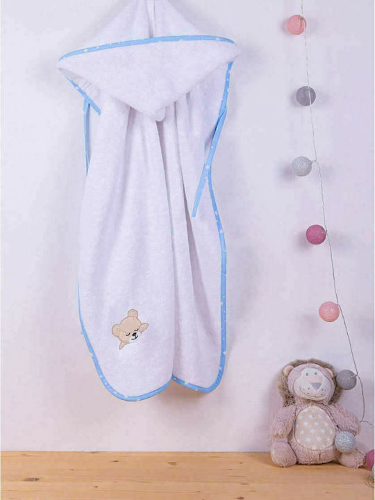 Dimcol Baby Hooded Towel with Hood Sleeping Bear Cub 11 White 80x80cm