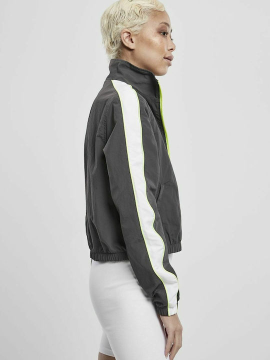 Women's Running Short Sports Jacket Windproof for Winter Dark Shadow/Electric Lime