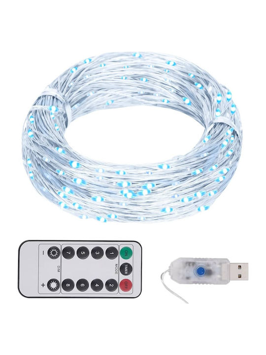 150 Light Bulb LED 15μ Cold White USB In String with Multi Mode vidaXL