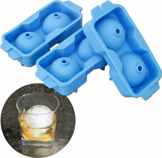 Novatex Eiswürfelform Runde aus Silikon 2 Schlitze mit Deckel Blau 04-181