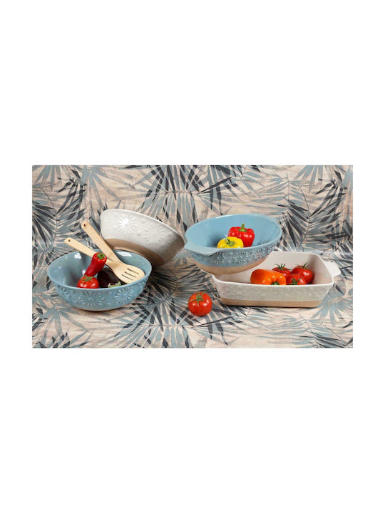 Cryspo Trio Flower Οβάλ Πυρίμαχο Σκεύος Κεραμικό 39x23x9cm Petrol