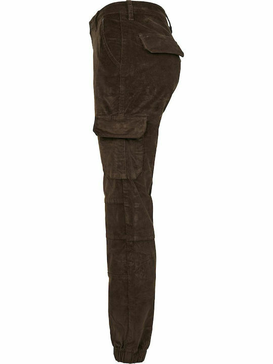 Women's High-waisted Fabric Cargo Trousers Dark Olive