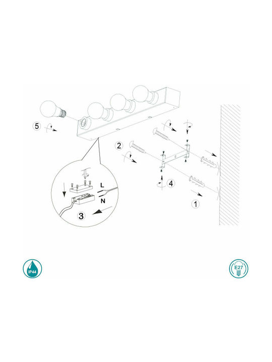 Trio Lighting Μοντέρνο Φωτιστικό Μπάνιου με Ντουί E27 Ασημί 55εκ.