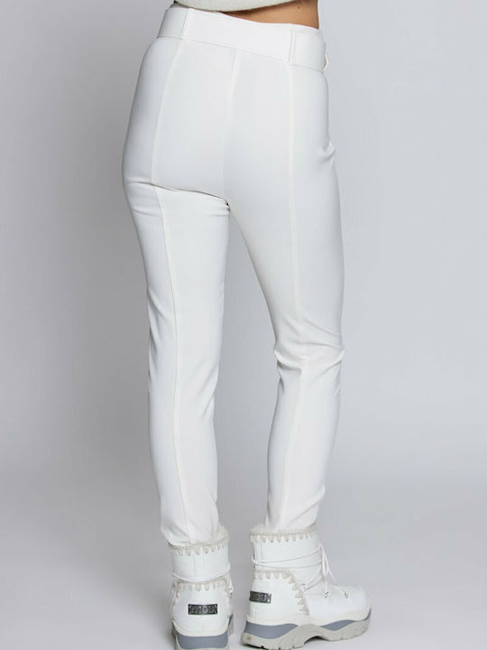 Women's High-waisted Fabric Trousers Slim Fit White
