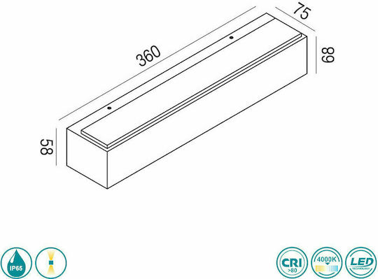 La Mia Luce Nox Επιτοίχια Εξωτερική Πλαφονιέρα LED IP65 με Φυσικό Λευκό Φως