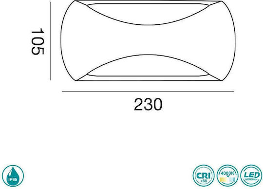 La Mia Luce Стенен Външен Плафон LED IP65 с Естествено бяло Светлина