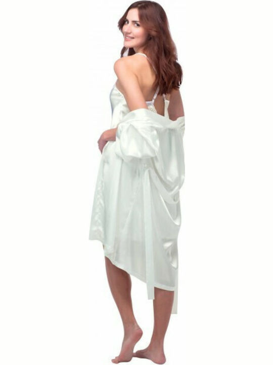 Secret Point Summer Bridal Women's Satin Robe White 430