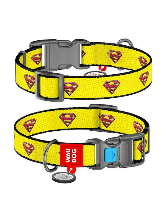 WauDog Superman 2 Hundehalsband in Gelb Farbe Halsband mit Smart ID 20mm x 35-58cm 31-110