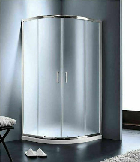 Starlet Quadrant Кабинет Душ Полукръгла с Плъзгащи се Врата 80x80x180см Тъкан Chrome