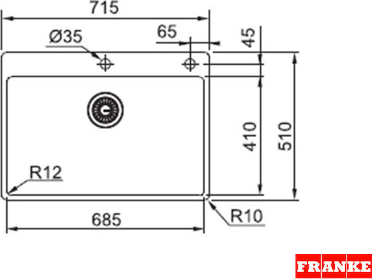 Franke Box BXX 210-68 TL Flush Mounted Inox Satin Finish 71.5x51cm Silver Franke Box BXX 210-68 TL Flush Mounted Inox Satin Finish 71.5x51cm Silver