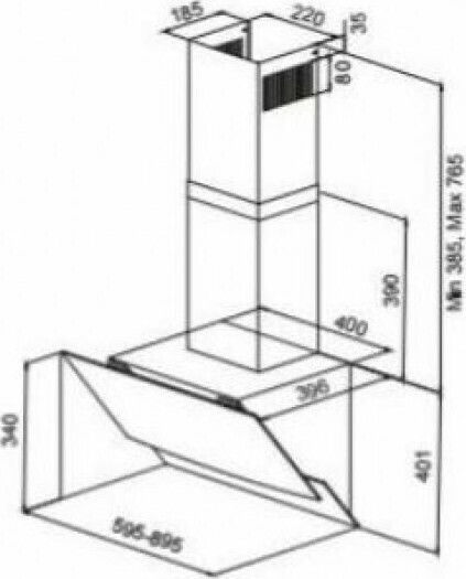 Karag Chimney Vent Hood 90cm Black