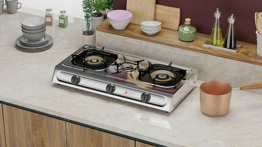Thermogatz KS-3 Liquid Gas Countertop Triple Burner Inox