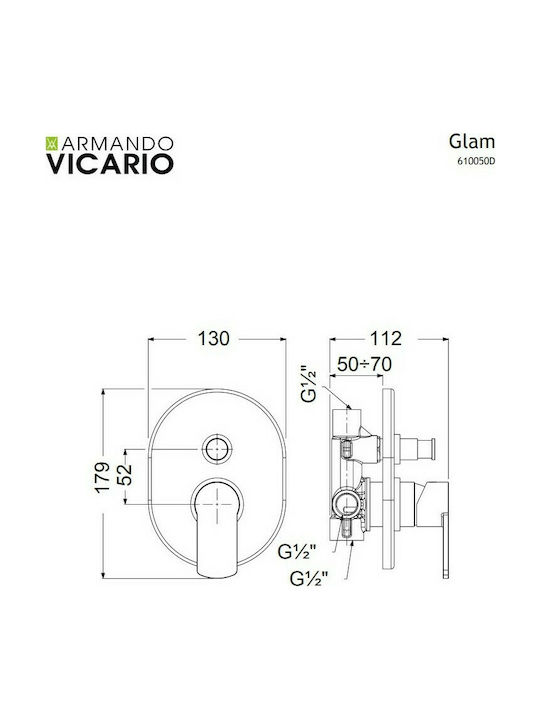 Armando Vicario Glam Combiner Încorporat pentru Duș 2 ieșiri Chrome