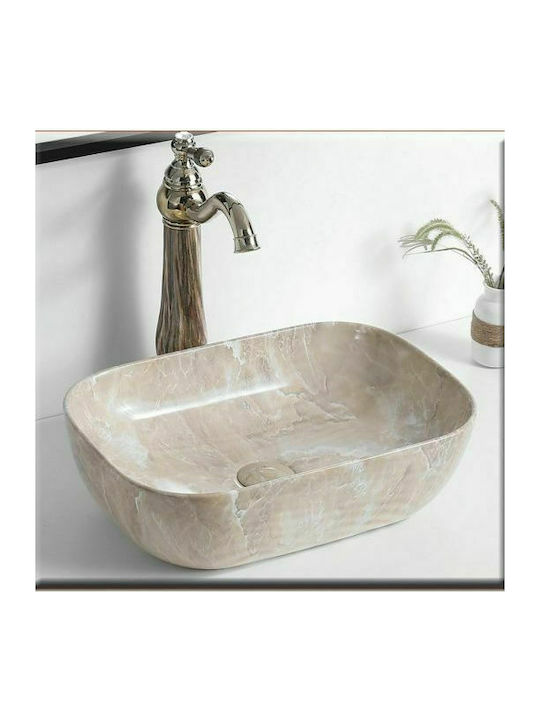 Gloria Elegan-3 Vessel Sink Porcelain 46.5x33x13.5cm Beige