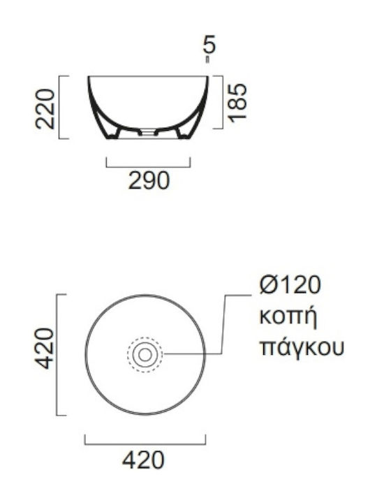GSI Pura Countertop Sink Porcelain 42x42x22cm White