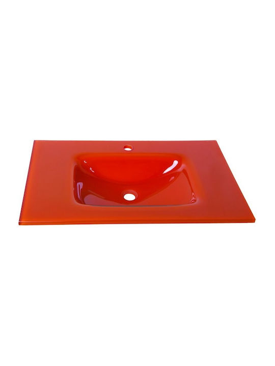 Gloria Glass Form Inset Sink Glass 60x46cm Orange