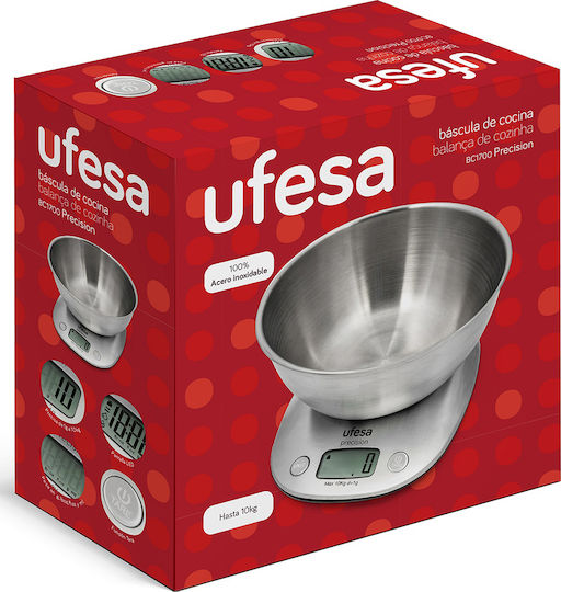 Ufesa BC1700 Digital Kitchen Scale with Bowl 1gr/10kg Inox